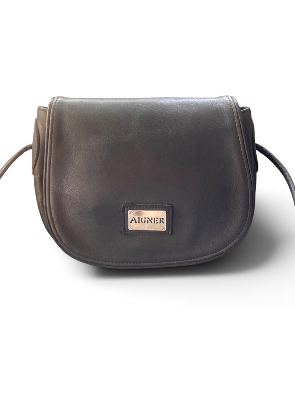 AIGNER Vintage Gray Leather Crossbody